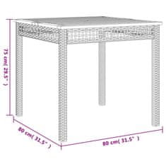 Vidaxl Záhradný stôl sivý 80x80x75 cm polyratan akáciové drevo