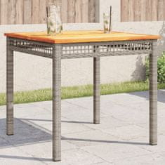 Petromila vidaXL Záhradný stôl sivý 80x80x75 cm polyratan akáciové drevo