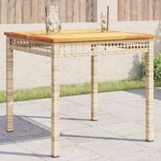 shumee Záhradný stôl béžový 80x80x75 cm polyratan akáciové drevo