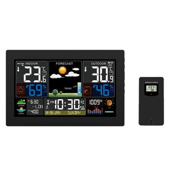 Solight Solight meteostanica, extra veľký farebný LCD, teplota, vlhkosť, tlak, RCC, USB nabíjanie, čierna TE81XL
