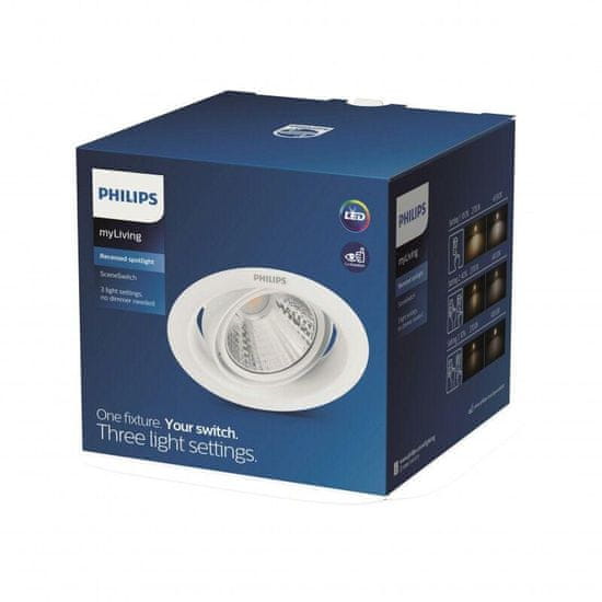 Philips LED Zápustné svietidlo Philips Pomeron SceneSwitch 59556 7W 450lm biele stmievateľné 4000K