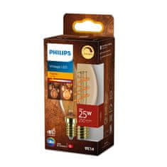 Philips Philips LED filament žiarovka E14 B35 3W (25W) 250lm 2200K stmievateľná, jantárová