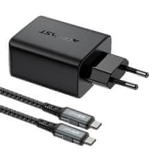 AceFast Sieťová nabíjačka Acefast A17, 65W GaN + kábel USB-C (čierna)