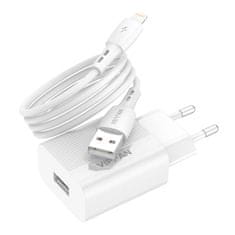 Vipfan Sieťová nabíjačka Vipfan E01, 1x USB, 2,4A + Lightning kábel (biela)