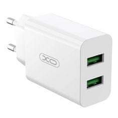XO XO L119 2x USB-A,18W sieťová nabíjačka s káblom Lightning, (biela)