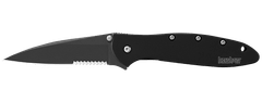 Kershaw 1660CKTST LEEK - BLACK Serrated vreckový nôž 7,5 cm, celočierna, celooceľový