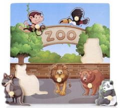 Tulimi Drevené zábavné, vkladacie puzzle - Zoo - 6 dielikov