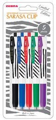 Zebra Gélové pero "Sarasa Clip", sada 5 farieb-pruh, 0,33 mm, stláčací mechanizmus, 48296