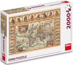 DINO Puzzle Historická mapa sveta 2000 dielikov