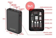 SEFIS mini cestovný set 9v1 pre mobilné zariadenia s powerbankou 5000mAh