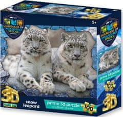 Prime 3D Puzzle Animal planét: Ohrozené druhy - Snežné leopardy 3D 100 dielikov