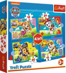Trefl Puzzle Tlapková patrola: Bežiace šteňatá 4v1 (12,15,20,24 dielikov)