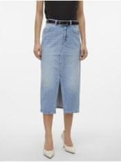 Vero Moda Svetlomodrá dámska džínsová midi sukňa Vero Moda Veri XS