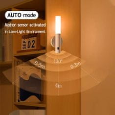 Netscroll Prenosná LED svetilka s pohybovým senzorom, elegantný drevený dizajn, USB nabíjanie, ideálna do domu, kancelárie, na terasu. Energeticky úsporná, s magnetickým dreveným držadlom, WallSensor