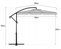 TopKing Veľký záhradný dáždnik s priemerom 350 cm na výložníku, vodeodolný, skladací