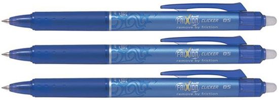 Pilot Rollery "Frixion Clicker", modrá, 0,5/0,25mm, vymazateľný, 3 ks v balení