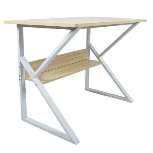 KONDELA Písací stôl s policou dub prírodný, biela TARCAL 80