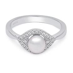 Brilio Silver Pôvabný strieborný prsteň s pravou perlou ML05671L (Obvod 54 mm)
