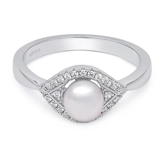 Brilio Silver Pôvabný strieborný prsteň s pravou perlou ML05671L