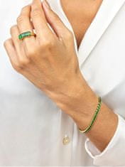 Marc Malone Blyštivý pozlátený prsteň so zirkónmi Leila Green Ring MCR23062G (Obvod 57 mm)