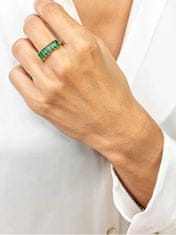 Marc Malone Blyštivý pozlátený prsteň so zirkónmi Leila Green Ring MCR23062G (Obvod 57 mm)