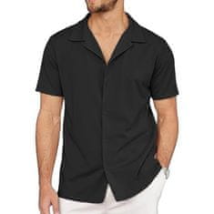 VIVVA® Košeľa, ktorá sa nekrčí – pánska elastická nekrčivá košeľa s krátkym rukávom – čierna, S/M | BRILLSHORT