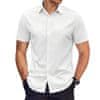 Košeľa, ktorá sa nekrčí – pánska elastická nekrčivá košeľa s krátkym rukávom – biela, L/XL | BRILLSHORT