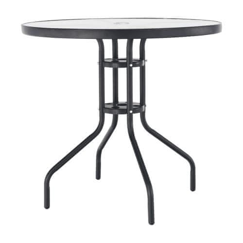 KONDELA Jedálenský stôl čierna oceľ, temperované sklo BORGEN TYP 2
