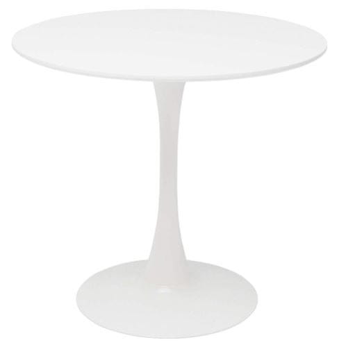 KONDELA Jedálenský stôl okrúhly biela matná priemer 80 cm REVENTON
