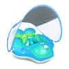Plavecký kruh pre dojčatá a batoľatá so strieškou, detský kruh do vody so strieškou proti slnku a teplu, FloatyBaby, modrá