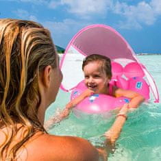 Plavecký kruh pre dojčatá a batoľatá so strieškou, detský kruh do vody so strieškou proti slnku a teplu, FloatyBaby, modrá