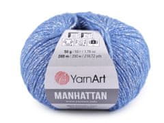 Manhattan Pletacia priadza 50 g - (907) modrá jemná strieborná