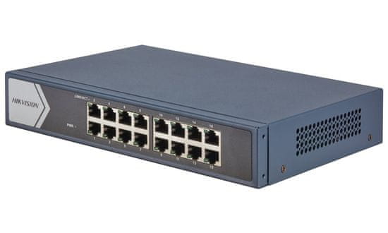 Hikvision switch DS-3E0516-E(B)/ 16x port/ 10/100/1000 Mbps RJ45 ports/ 32 Gbps/ napájanie 220 VAC, 0.3 A
