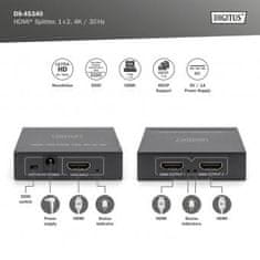 Digitus 4K HDMI Splitter, 1x2 4K/30Hz, čierna