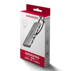 AXAGON HMC-5H, USB 5Gbps húb, 3x USB-A, HDMI 4k/30Hz, PD 100W, kábel USB-C 100cm