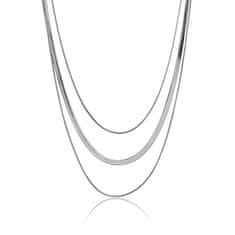 Trojitý oceľový náhrdelník Kayla Silver Necklace MCN23102S