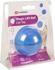 Flamingo Interaktívna hračka pre mačky loptička s LED modrý priemer 6cm