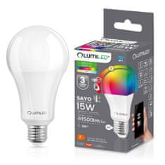 LUMILED Chytrá LED žiarovka E27 A70 15W = 100W 1500lm RGB CCT + Biela WIFI TUYA SMART