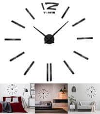 GORDON  Dizajnové 3D nalepovacie hodiny 130 cm, čierna