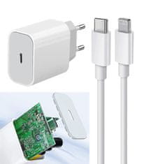 GORDON  G562 Sieťová nabíjačka, USB-C, PD, 20W, biela + kábel USB-C - Lightning, 1 m