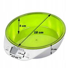 GORDON  G82 Digitálna kuchynská váha s miskou 5 kg, bielo-zelená