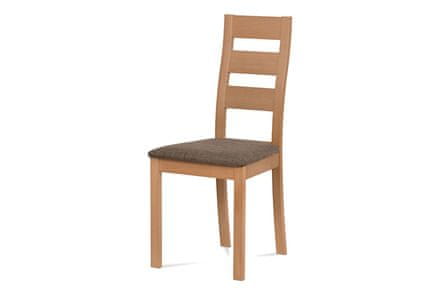 Autronic Drevená jedálenská stolička Jídelní židle, masiv buk, barva buk, potah hnědý melír (BC-2603 BUK3)