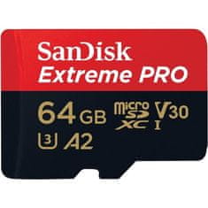 SanDisk Pamäťová karta Micro SDXC Extreme Pro 64GB UHS-I U3 (200R/ 90W) + adapter