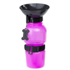 WOWO Ružová Cestovná Fľaša na Vodu pre Psa s Miskou, 500 ml