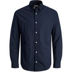 Jack&Jones Pánska košeľa JJELINEN Slim Fit 12248579 Navy Blazer (Veľkosť L)