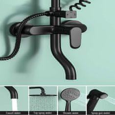 Tavalax Sprchový systém s poličkou a držiakom na ručnú sprchu s flexibilnou hadicou Tavalax PrimaOne