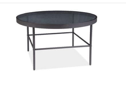 Signal Konferenční stolek VANESSA kulatý, kov černá, tvrzené sklo černé, 80x80 cm