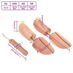 Vidaxl Napínač topánok s obuvákom EU 44-45 masívne cédrové drevo