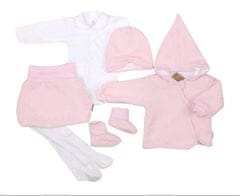 Z&Z Z&Z 6-dílná sada kabátek, body, sukně, punčochy, botky, čepička - růžová, bílá, vel. 62