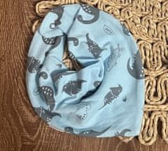 Mamatti Dětský bavlněný šátek na krk Mamatti, Dino park - modrá s potiskem